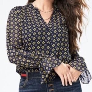 Cabi Mosaic Long Sleeve Blouse - Size M